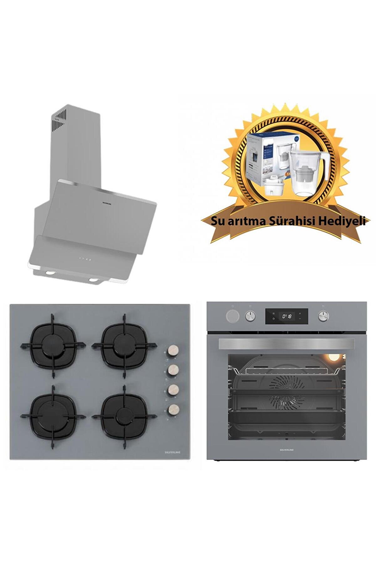Buhar Destekli AirFrayer Gri Cam Ankastre Set 3490 Oslo - CS5335S01 - BO65P4S01