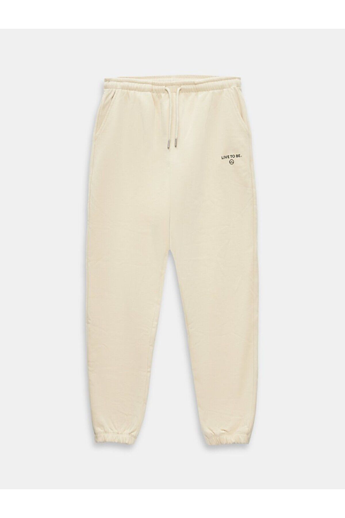 Ltb Relaxed Sloganlı Jogger Bej Eşofman