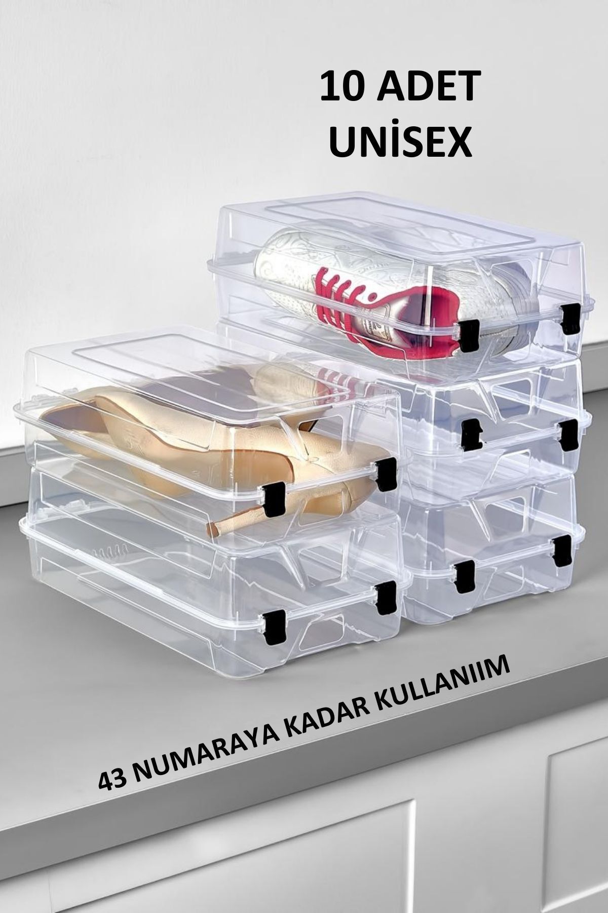 Genel Markalar 10 Adet Ayakkabı Kutusu Şeffaf Ayakkabı Saklama Kutusu Kadın Ve Erkek