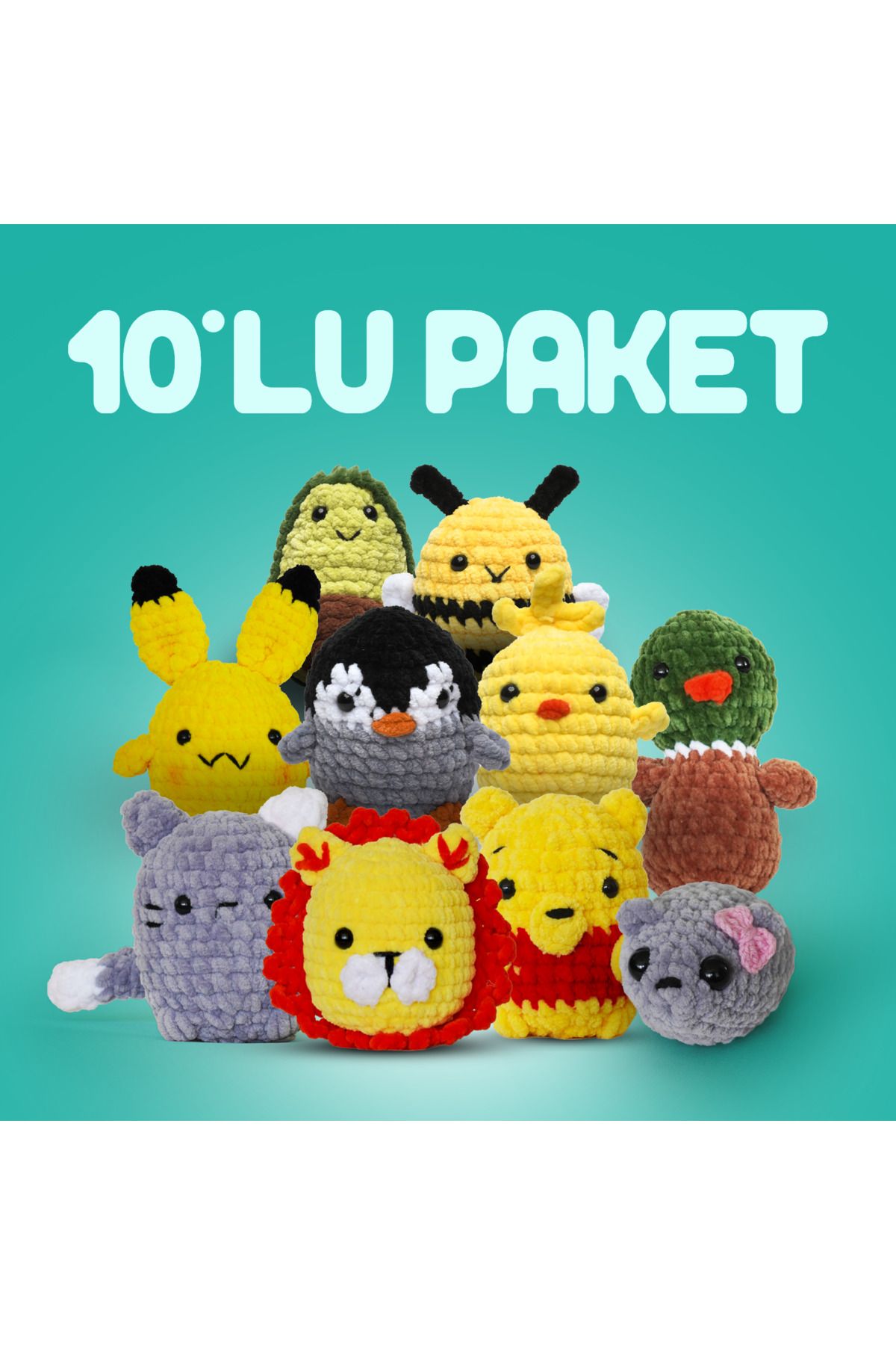 The Gookie Onlu Paket Amigurumi Tığ Kiti, Amigurumi Örgü Seti Tığ Işi Örgü Oyuncak