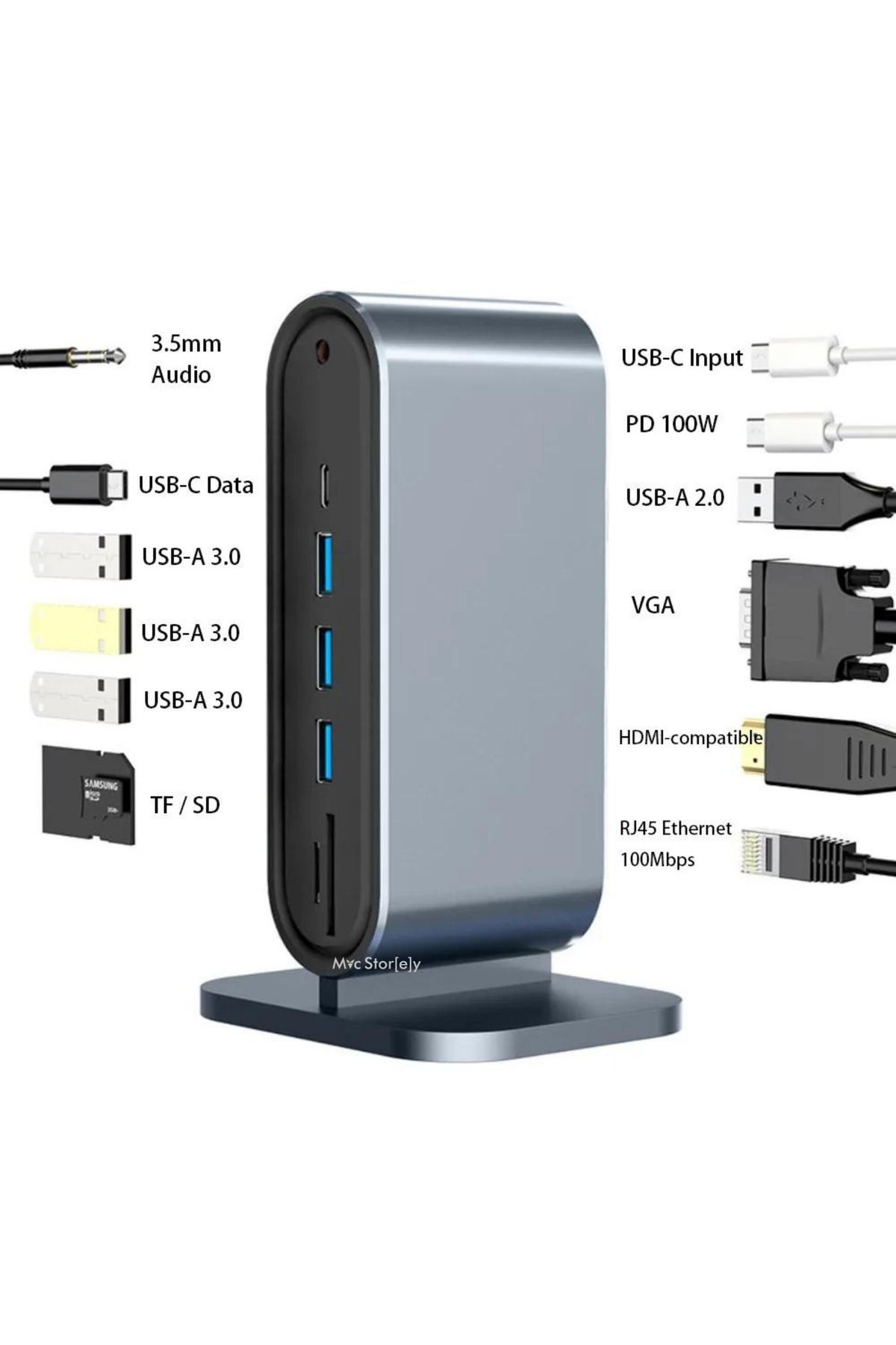 Mcstorey Type-C Adaptör USB Çoğaltıcı USB-C Hub USB HDMI VGA Ethernet Dönüştürücü Type-C Dock USB Hub