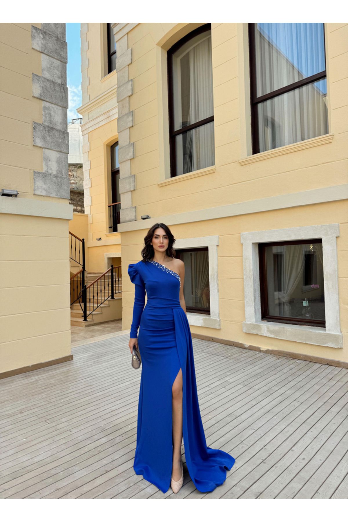 Sindimoda Ava Tek Omuz Tasarım Abiye