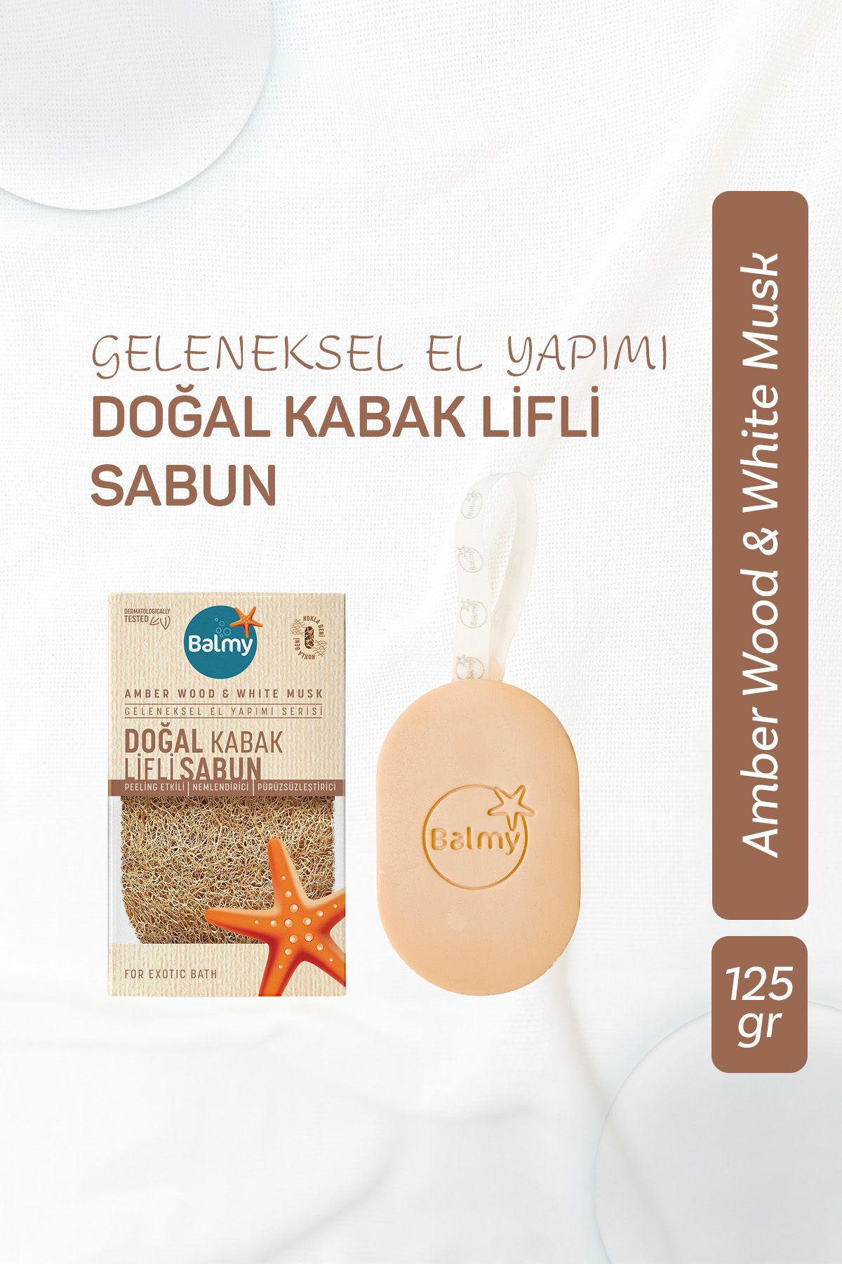 Balmy Doğal Kabak Lifli Sabun - Amber Wood & White Musk
