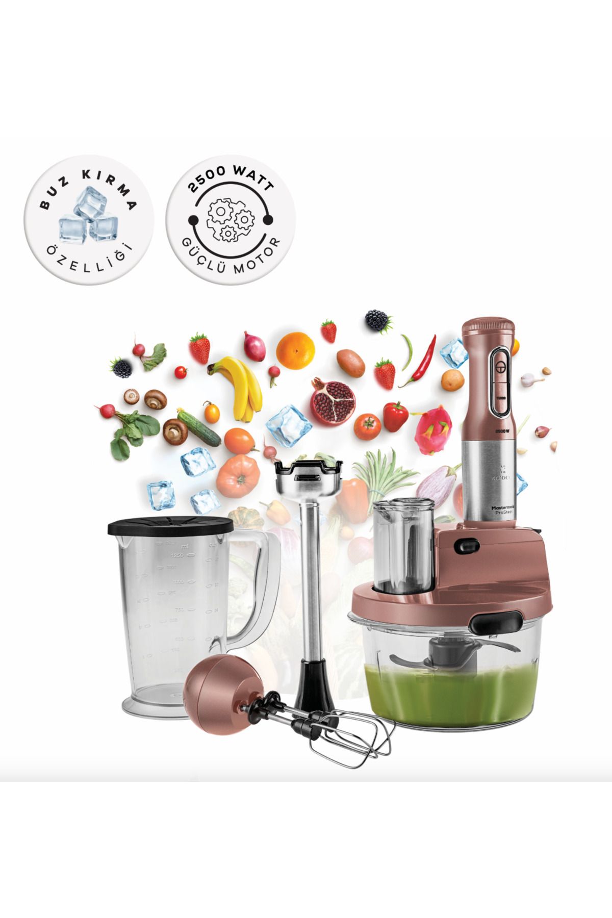 Karaca 2500W Yüksek Güç 4 Kanatlı Bıçaklar Buz Kırma Premium Tasarım Cam Mutfak Robotu & Blender