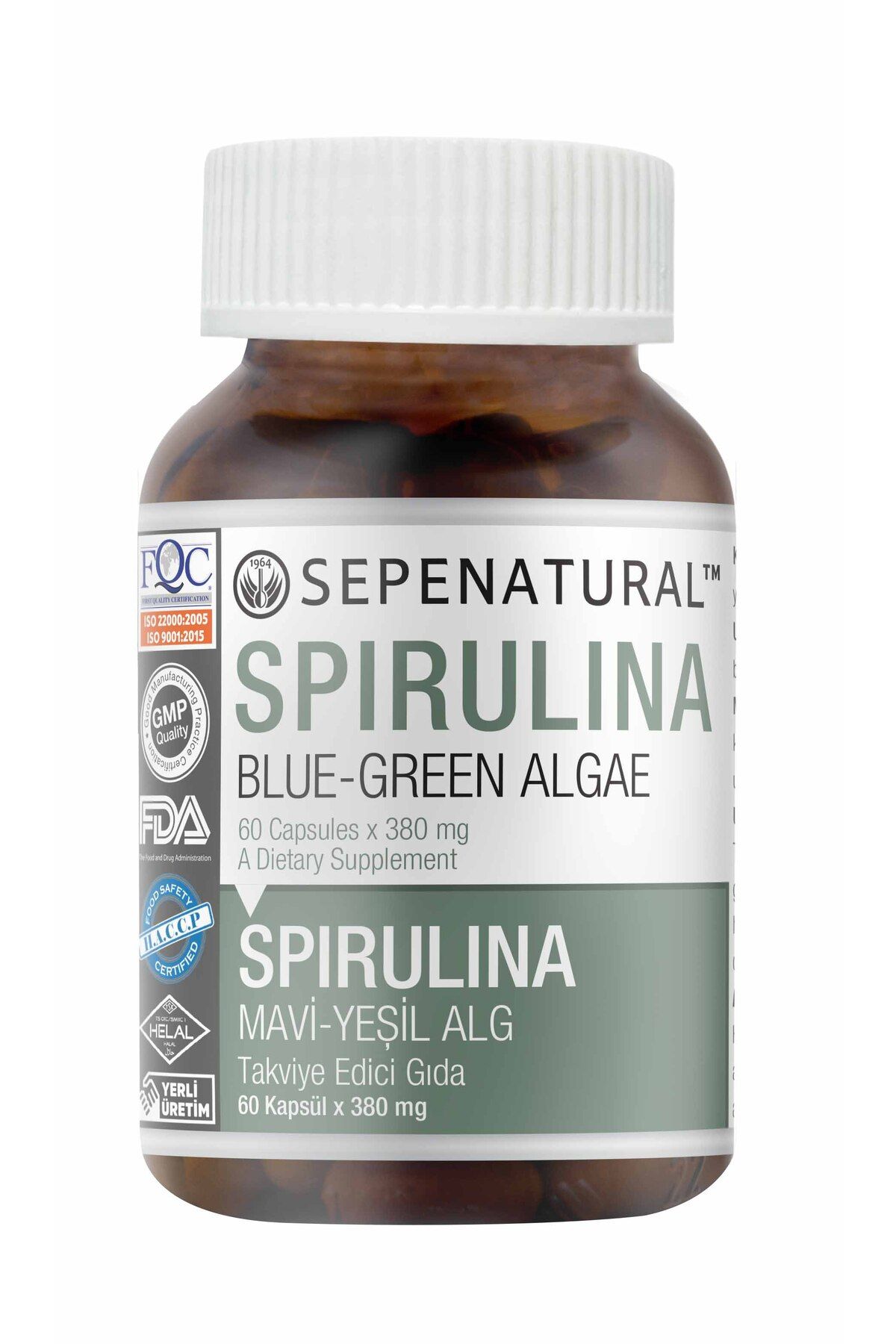 Sepe Natural Spirulina 60 Kapsül Siprulina Yosun Hapı