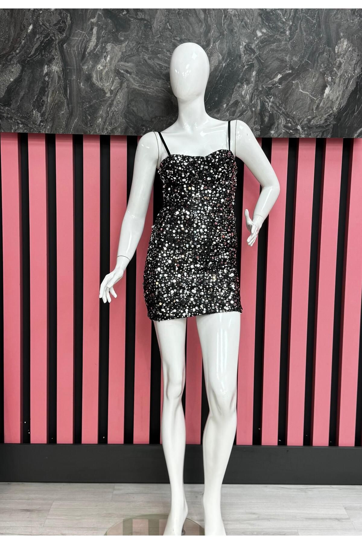 MODA MATMAZEL Pul Payet Mini Elbise
