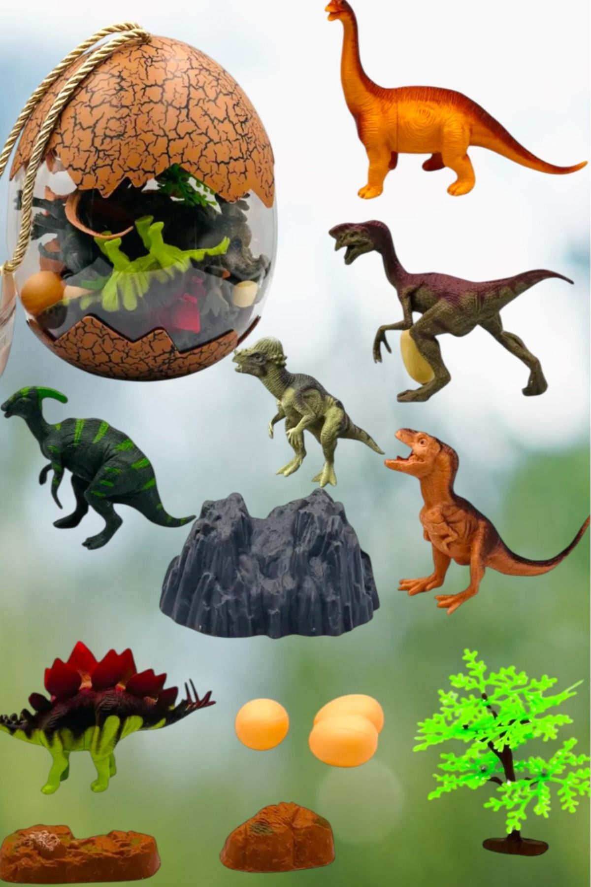 MEDUSHOP Dev Dinozor Yumurtası 13 Parça Dinozor Figür Seti