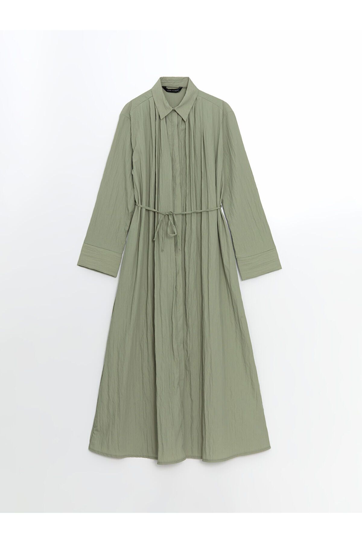 LC Waikiki LCW Modest Yeşil Oversize Dokulu Kadın Gömlek Elbise