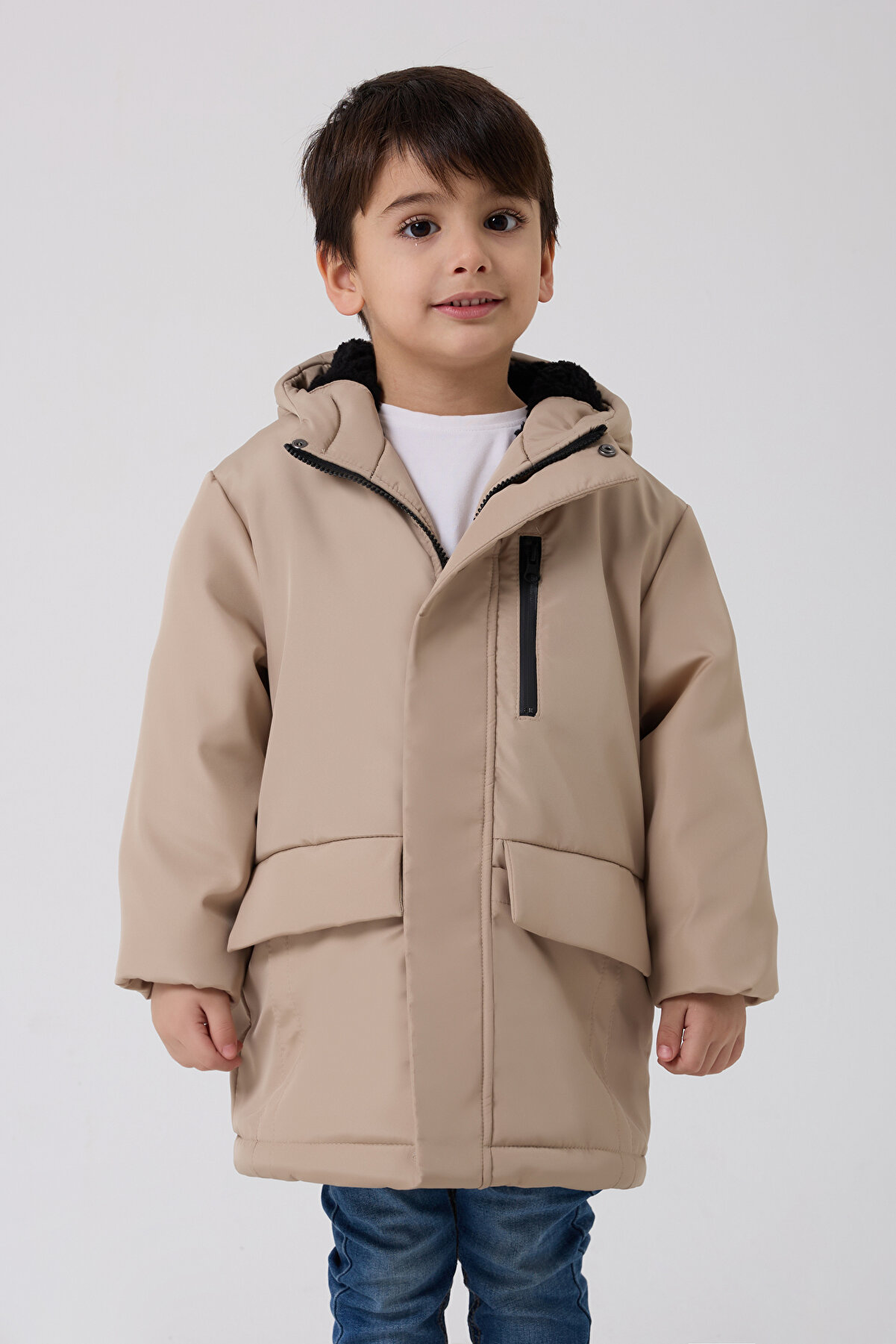 Freemen Erkek Çocuk Taş Kürklü Su Geçirmez 3 Kışlık Mont & Kaban & Parka