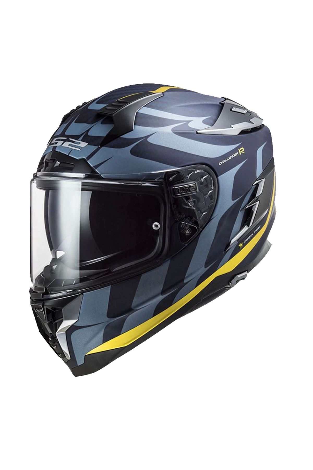 LS2 Challenger C Karbon Flames Siyah-karbon-sarı Kask