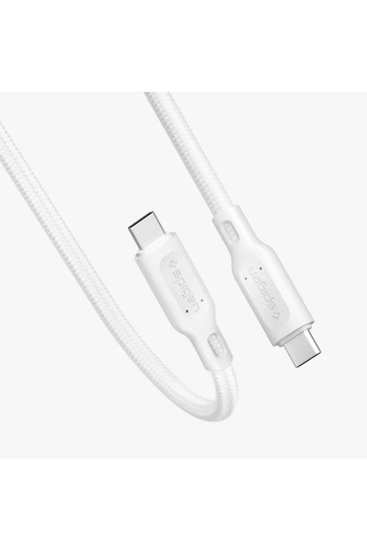Spigen USB-C to USB-C 1.5 Metre Örgü Kablo 60W Güç / PPS 2.0 Super Hızlı Şarj / Type-C C11C1 White