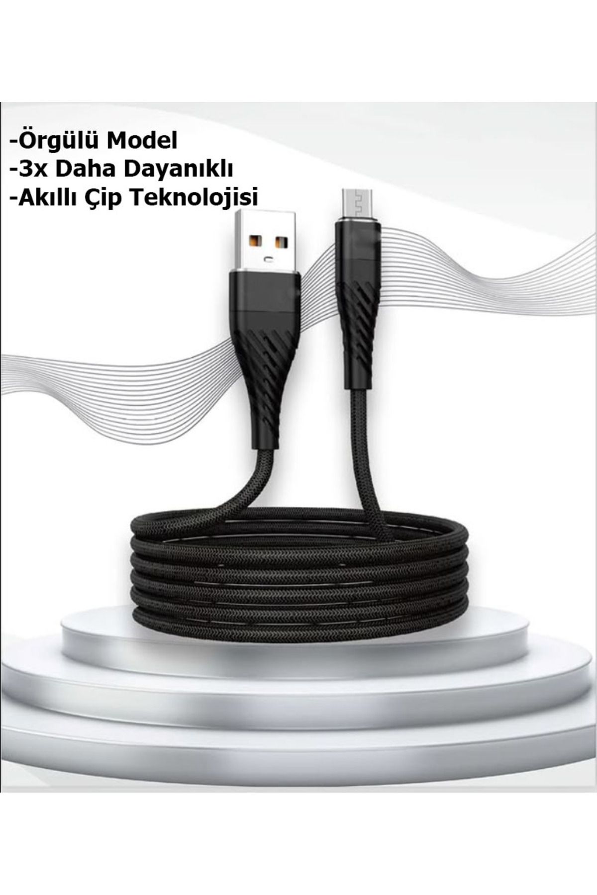 Matutech Örgü Sargılı USB to Type C Hızlı Şarj ve Data Transfer Özellikli Şarj Kablosu, 25 W USB C Kablo