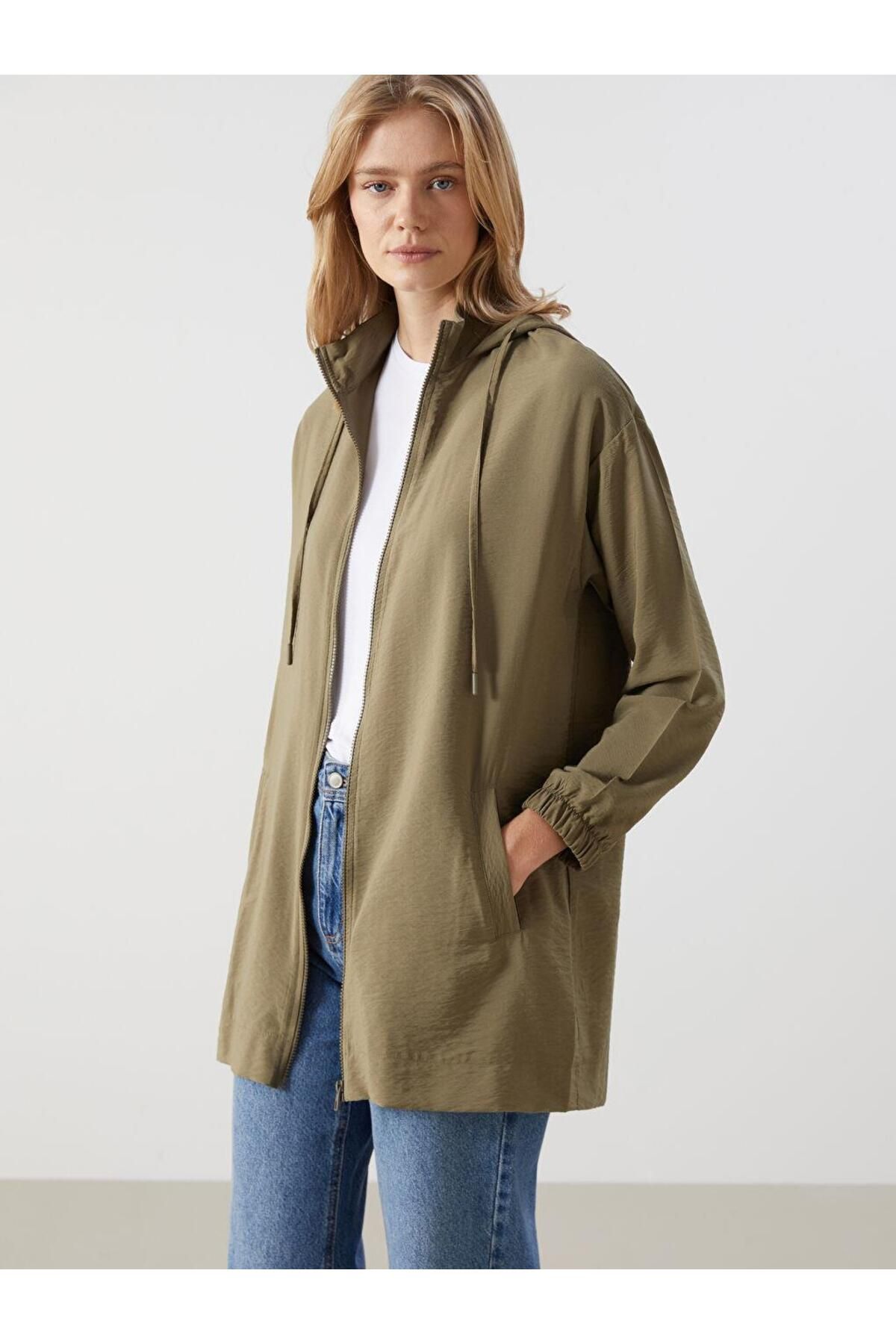 LC Waikiki LCW Modest Kapüşonlu Düz Oversize Kadın Tunik
