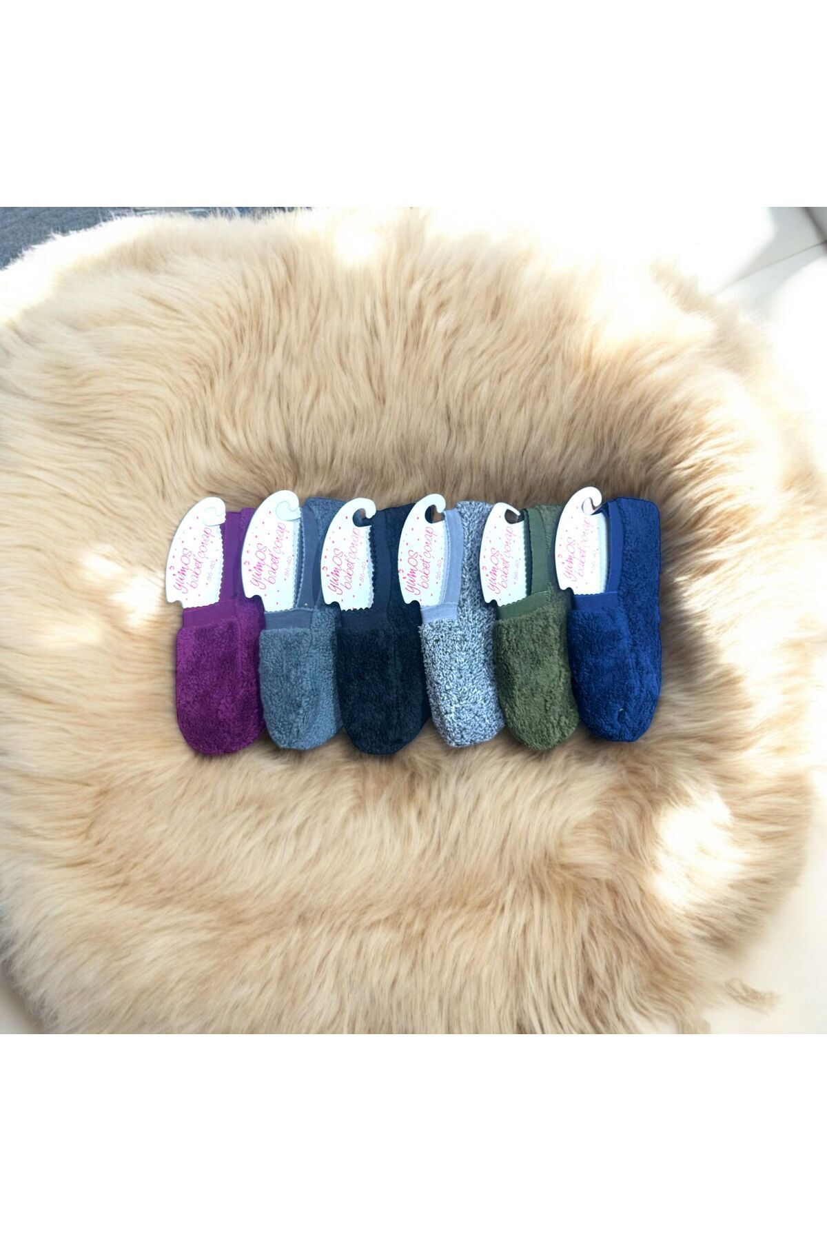 ikizlerim socks 6 Çift Kadın Ultra Kalın Peluş Kışlık Babet Patik Çorap