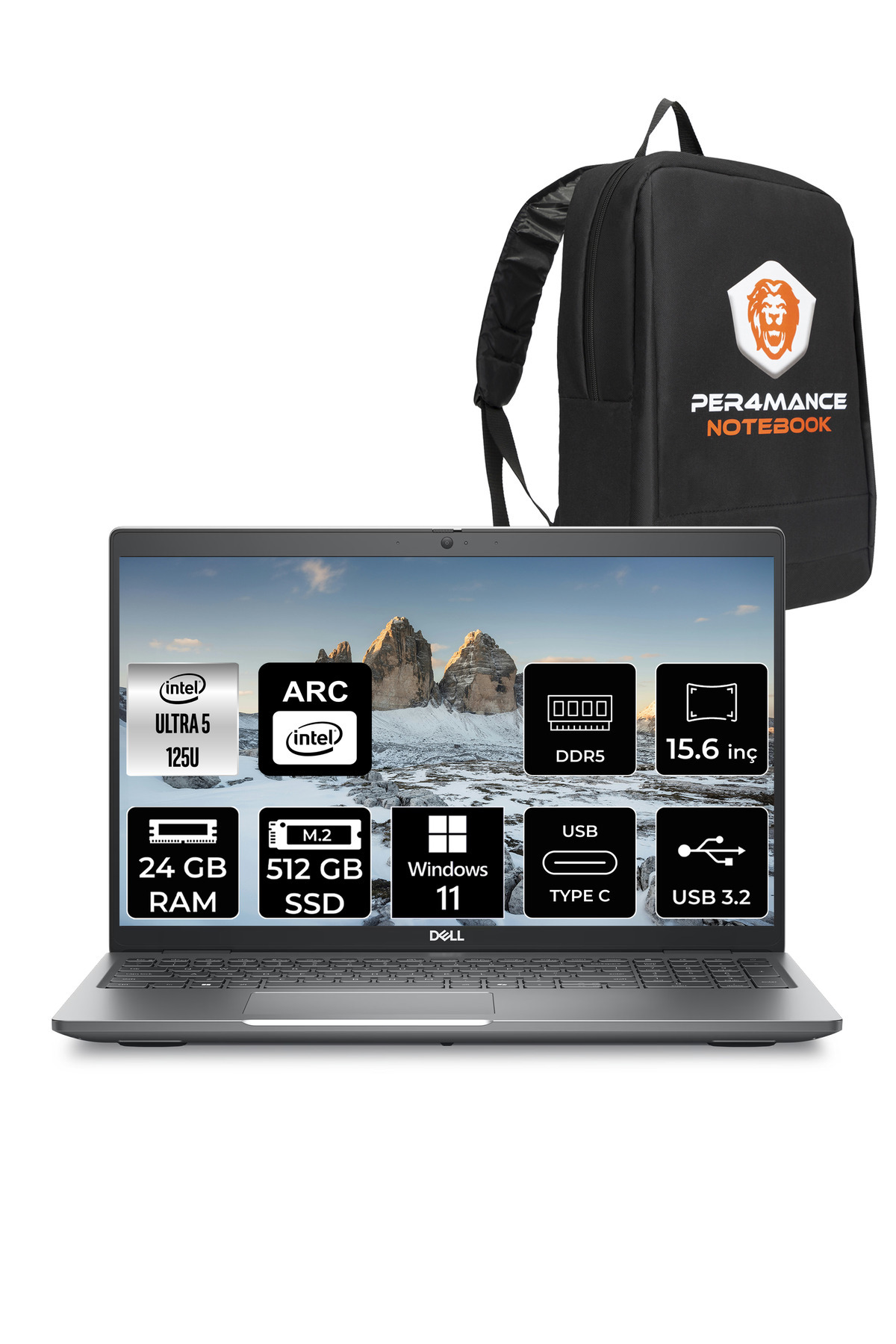 Latitude 5550 Ultra 5 125U 24GB DDR5 512GB SSD 15.6'' FHD W11P Dizüstü Bilgisayar _189 PER4 ÇANTA