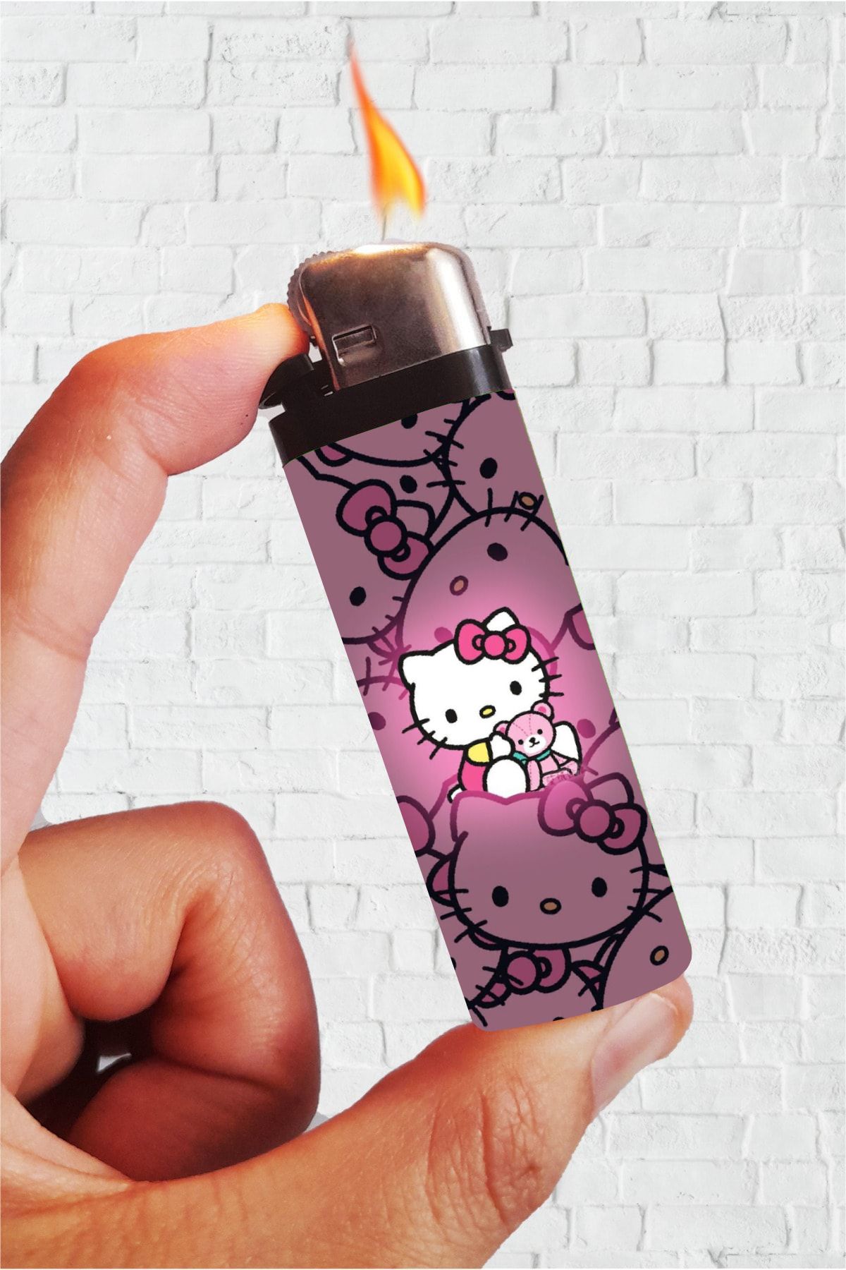SARANG Çakmak Işıltılı Hello Kitty Baskılı Klasik Çakmak