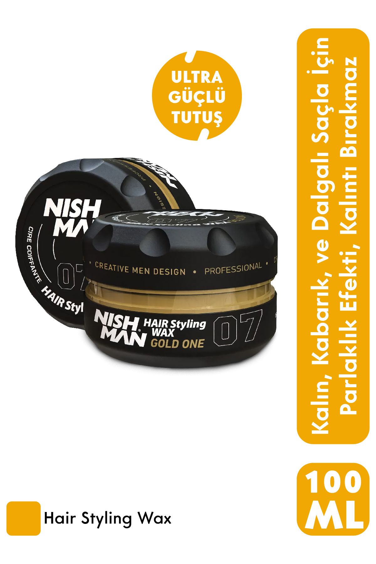 NISHMAN Parlak Görünüm Saç Şekillendirici Wax 07 - Lüks Parlaklık Ve Güçlü Tutuş 100 ml