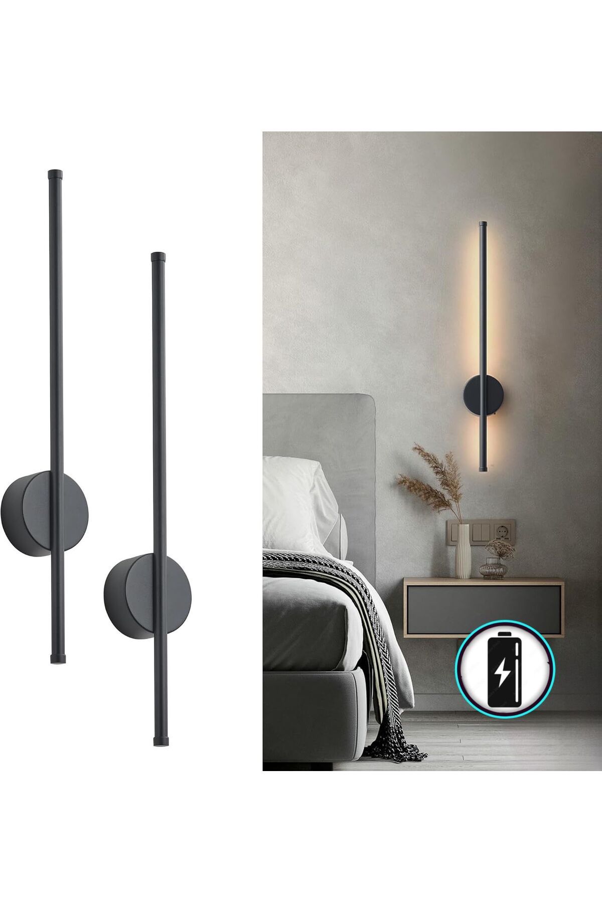 LİBER ELEKTRİK Pilli 70cm Duvar Aplik Günışığı (1 ADET)