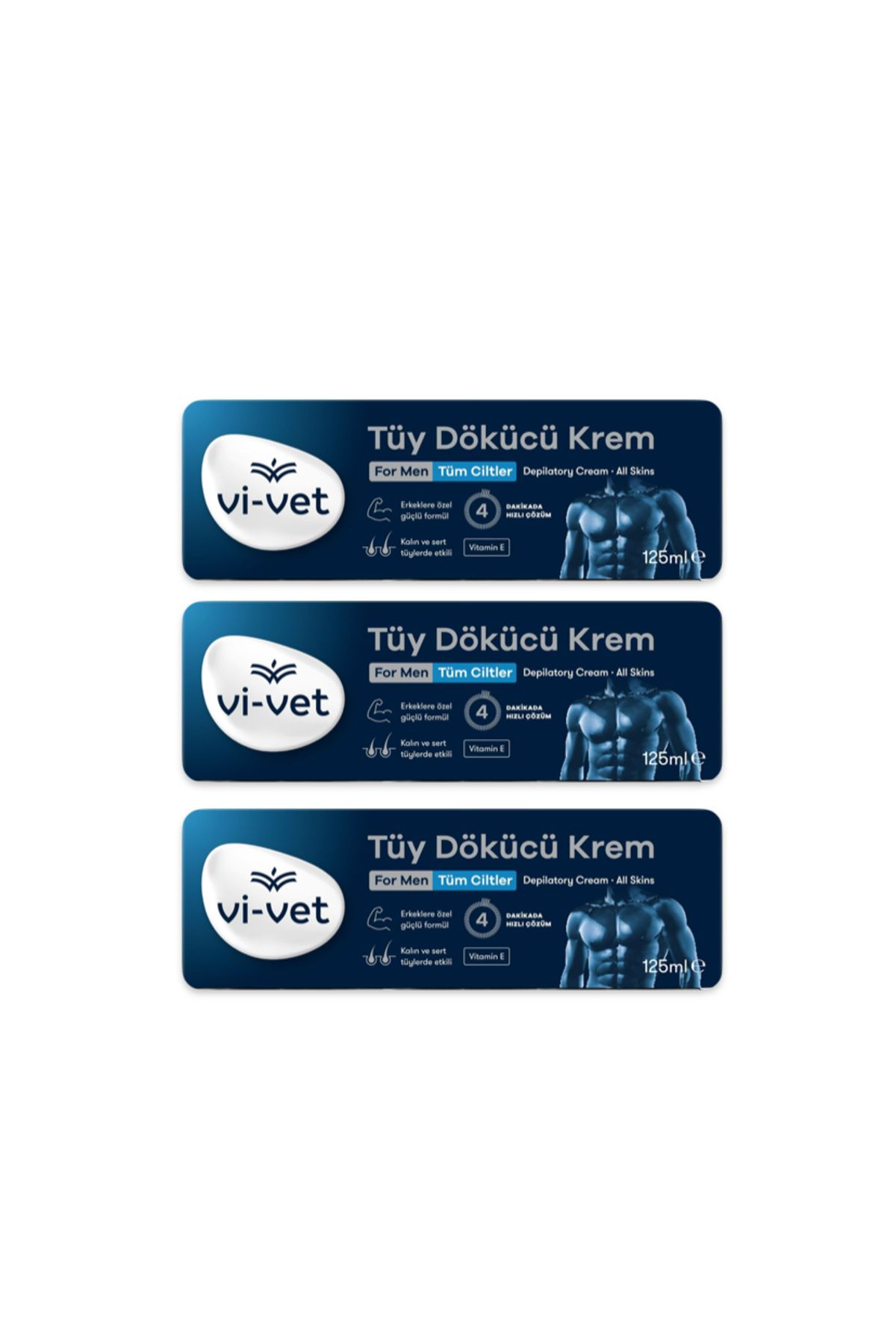 Vi vet Vi vet Erkek Tüy Dökücü Krem Tüm Ciltler 125ml X3 adet vivet formen yeni ambalaj
