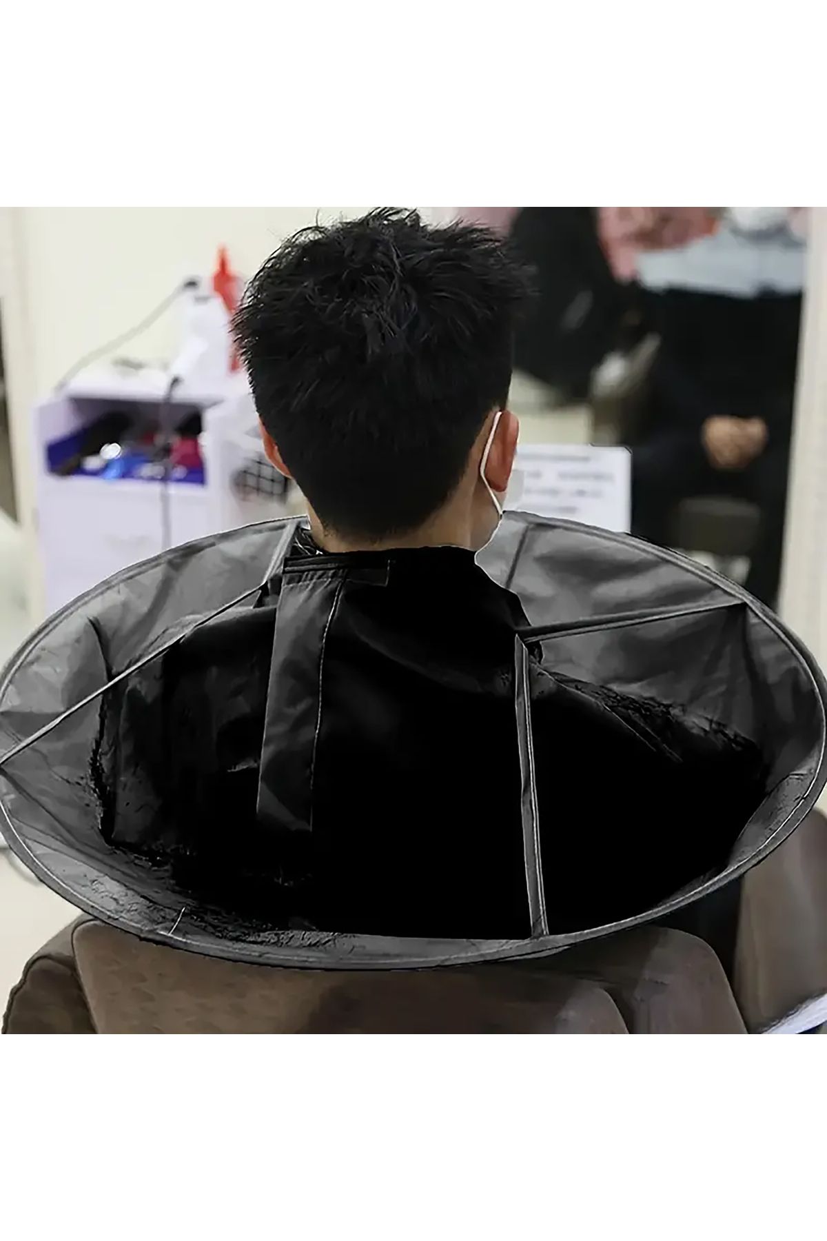 DIY Su Geçirmez Katlanabilir Pratik Şemsiye Saç Kesim Pelerin Önlüğü Cırt Cırtlı Kapatma
