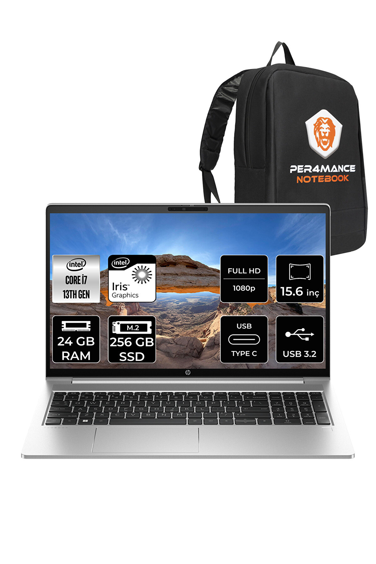 ProBook 450 G10 i7 1355U 24GB RAM 256GB SSD 15.6'' FHD FDOS Dizüstü Bilgisayar _60 PER4 ÇANTA