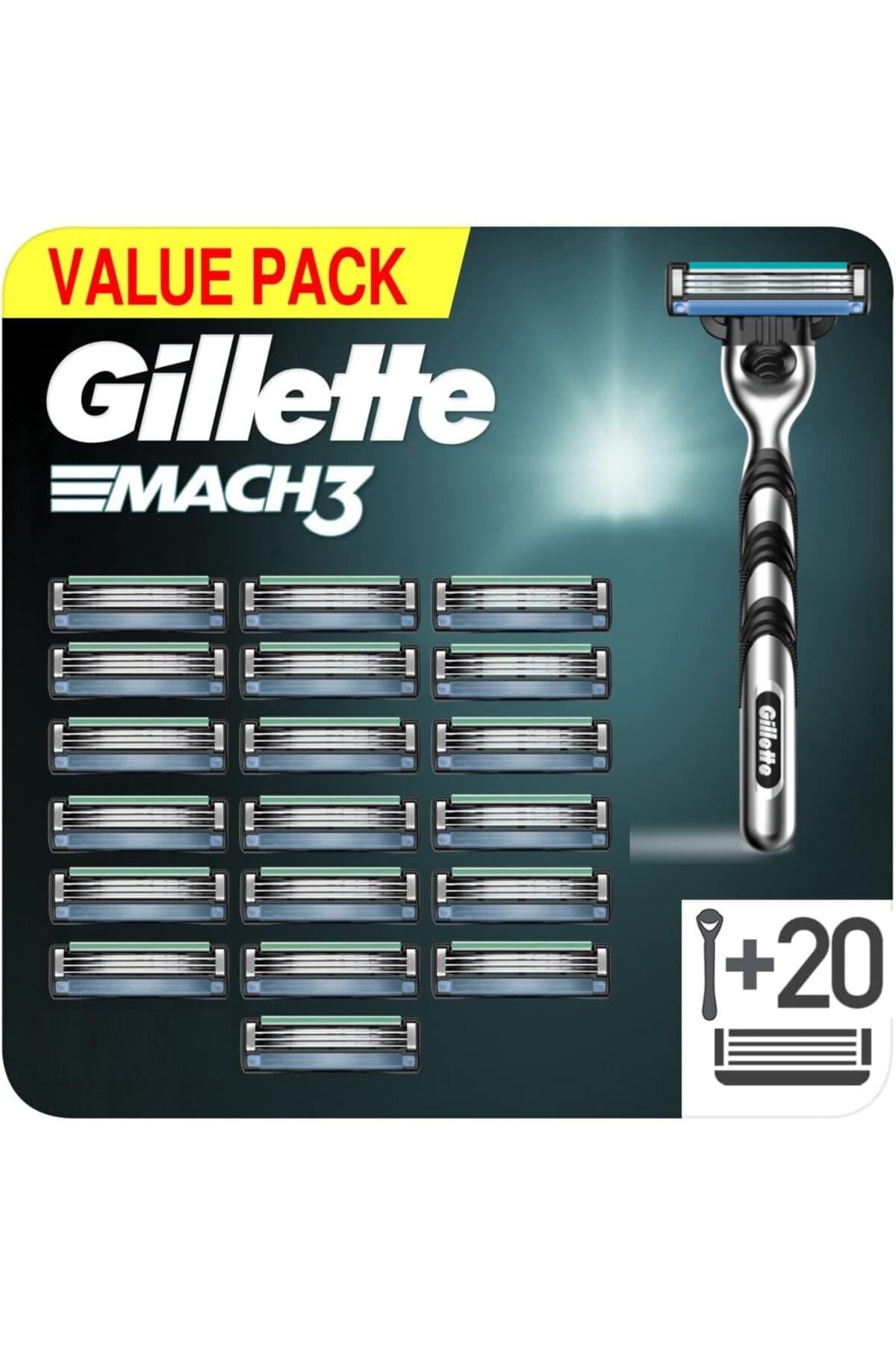 Gillette Mach3 Makine + Mach3 20 Adet Tıraş Bıçağı