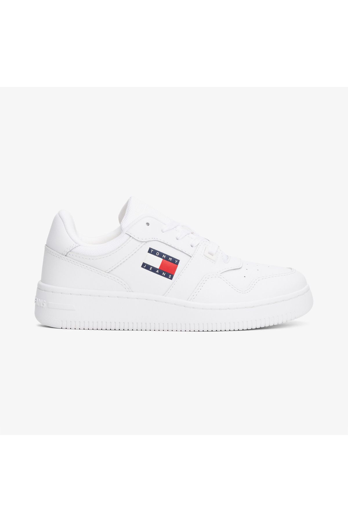 Tommy Hilfiger Kadın Marka Logolu Deri Üst Kauçuk Dış Tabanlı Gündelik Kullanıma Uygun Beyaz Sneaker En0en02505-ybs