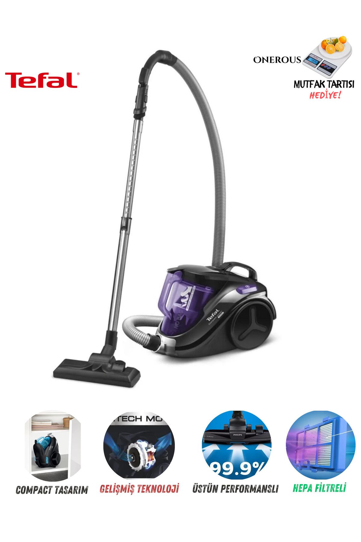 TEFAL Compact Power Cyclonic Toz Torbasız Elektrikli Süpürge