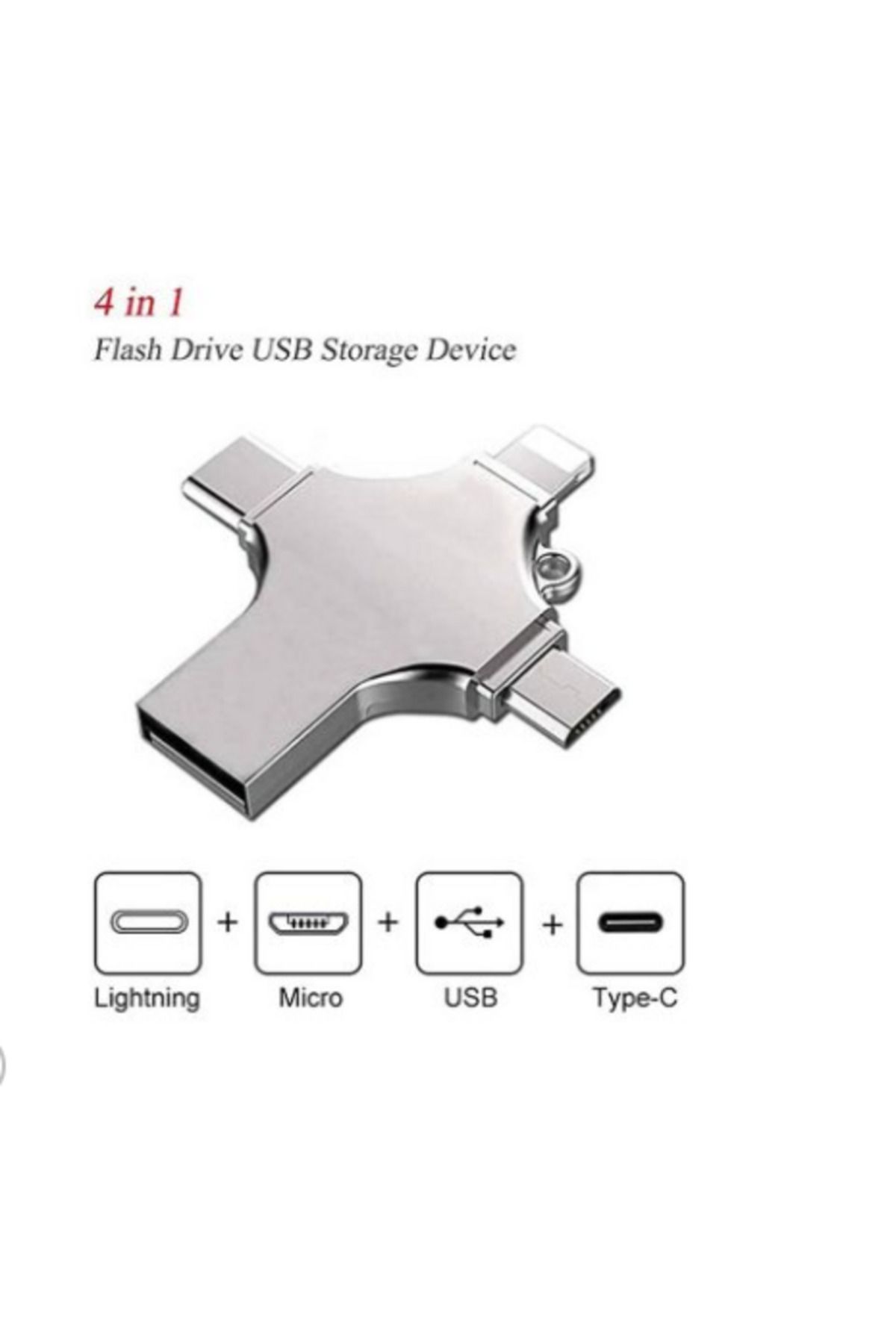 ONREZ Flash Bellek 4 In 1 Usb Type-c Ios Lightning Otg Hepsi Bir Arada Usb 3.0 128 Gb