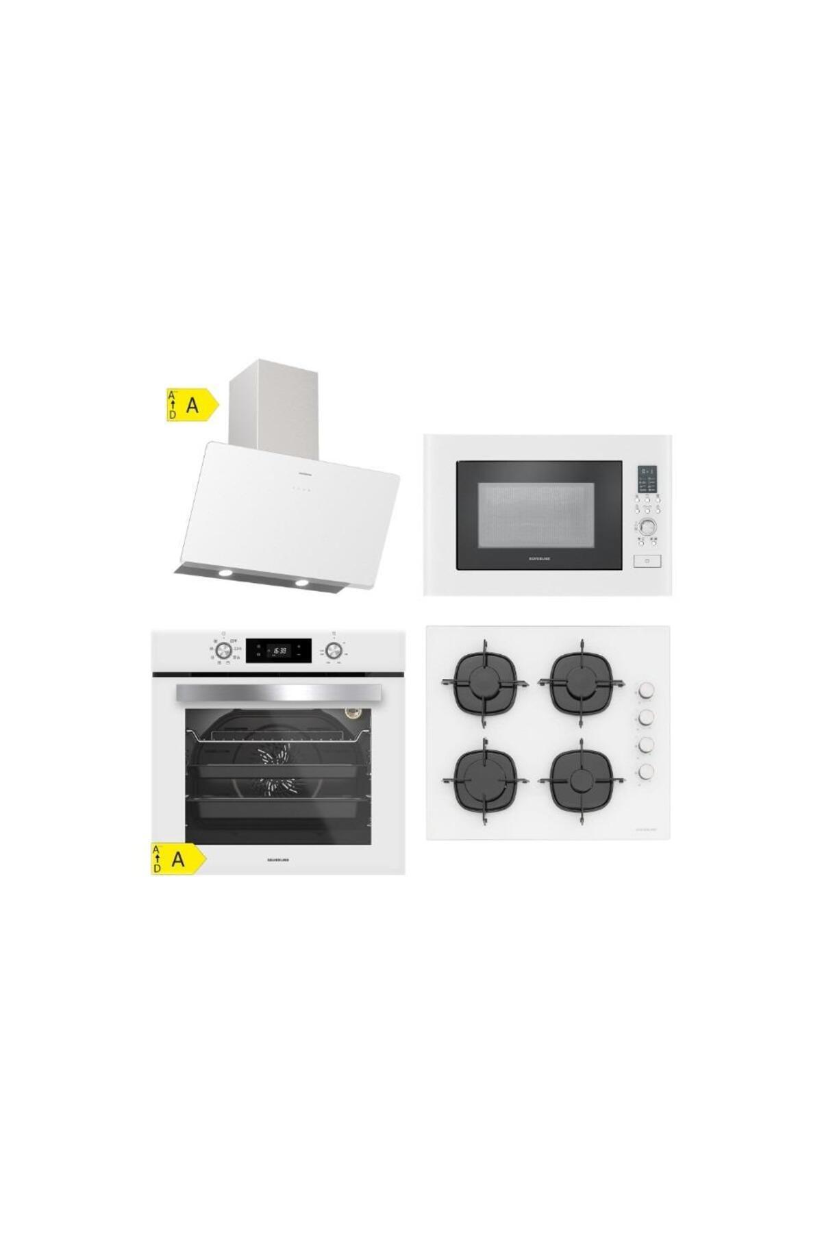 BO6504W01 - CS5349W01 - 3457 Soho 60 - MW9018W01 Beyaz Cam Ankastre Set