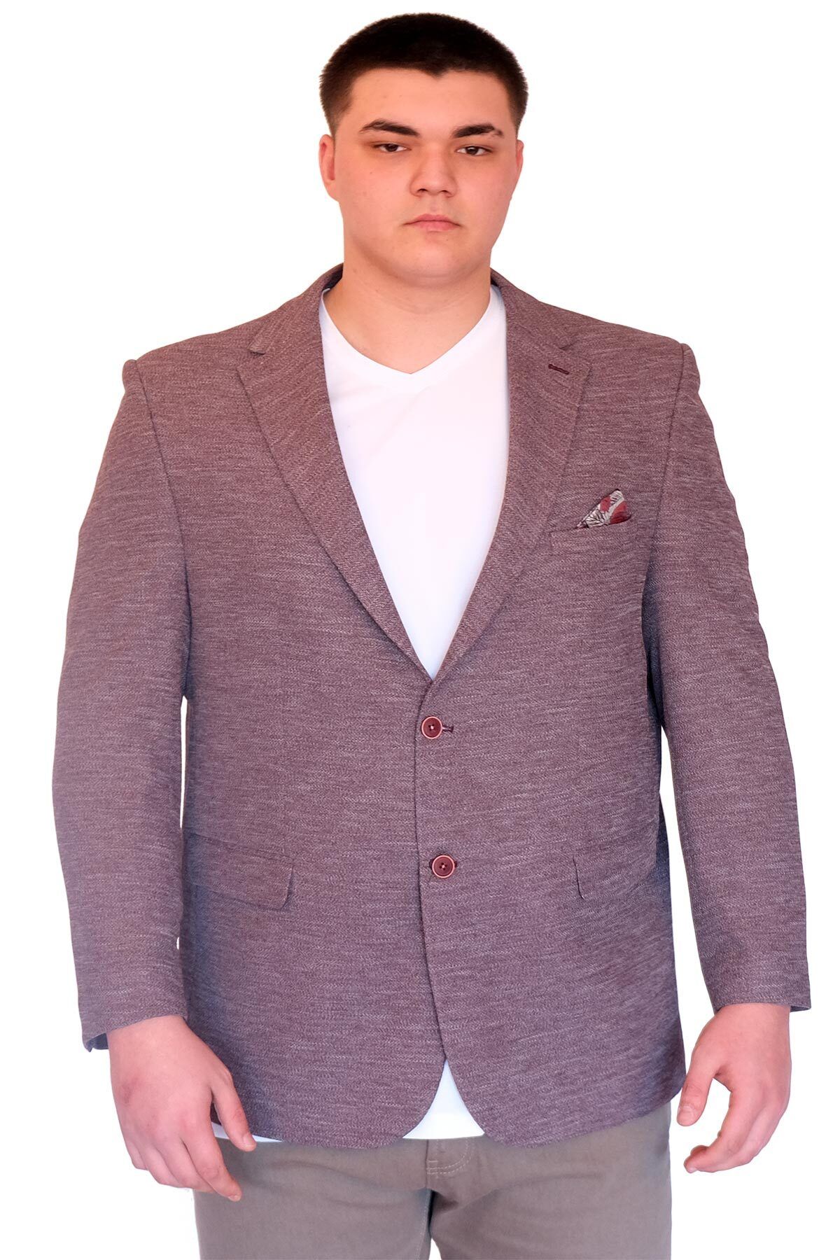 Modexl Mode XL Büyük Beden Erkek Klasik Blazer Ceket BRITANYA 23028 BORDO