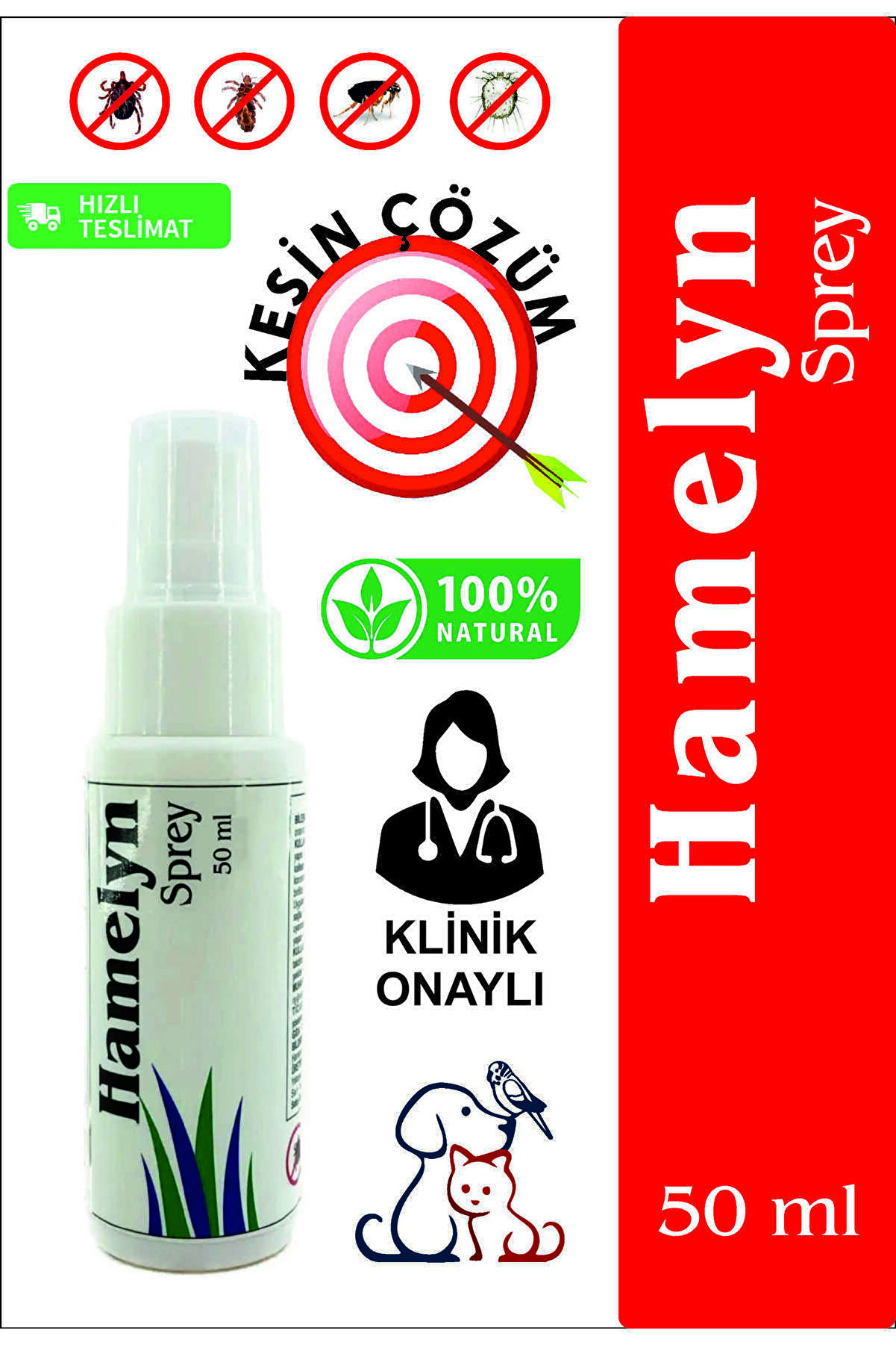 HAMELYN SPREY: Kedi, Köpek, Kuş, Tavşan, Bitkiler İçin Pire, Kene, Karınca Koruma