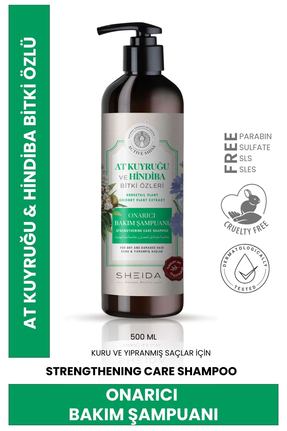 Sheida Active Shine At Kuyruğu Ve Hindiba Bitki Özlü Onarıcı Bakım Şampuanı - 500 ml