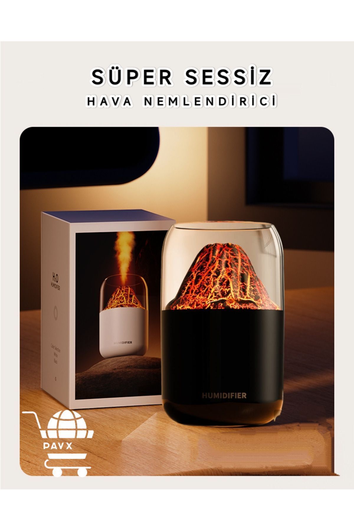 pavx 300 ml hava nemlendirici buhar makinası RGB ışıklı dekoratif yanardağ