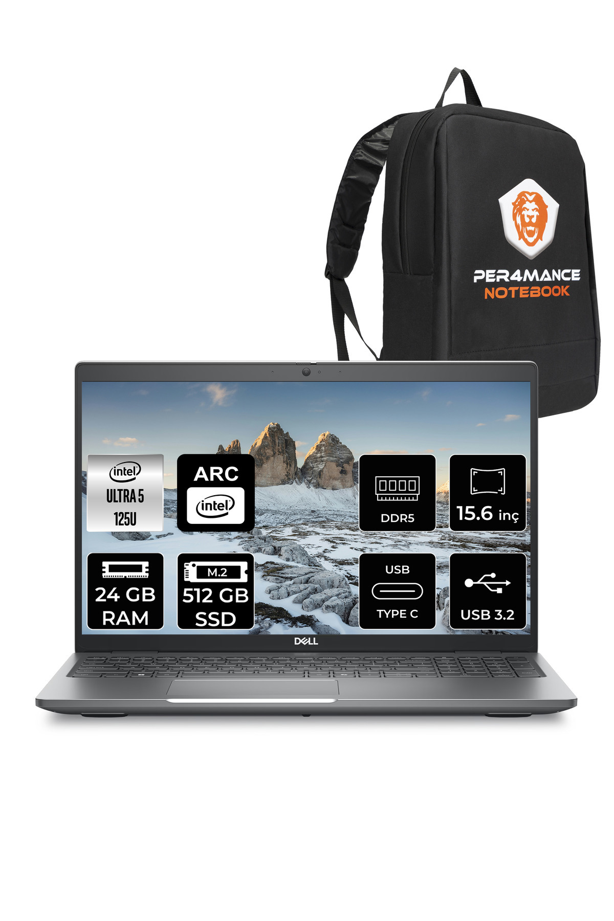 Latitude 5550 Ultra 5 125U 24GB DDR5 512GB SSD 15.6'' FHD FDOS Dizüstü Bilgisayar _136 PER4 ÇANTA