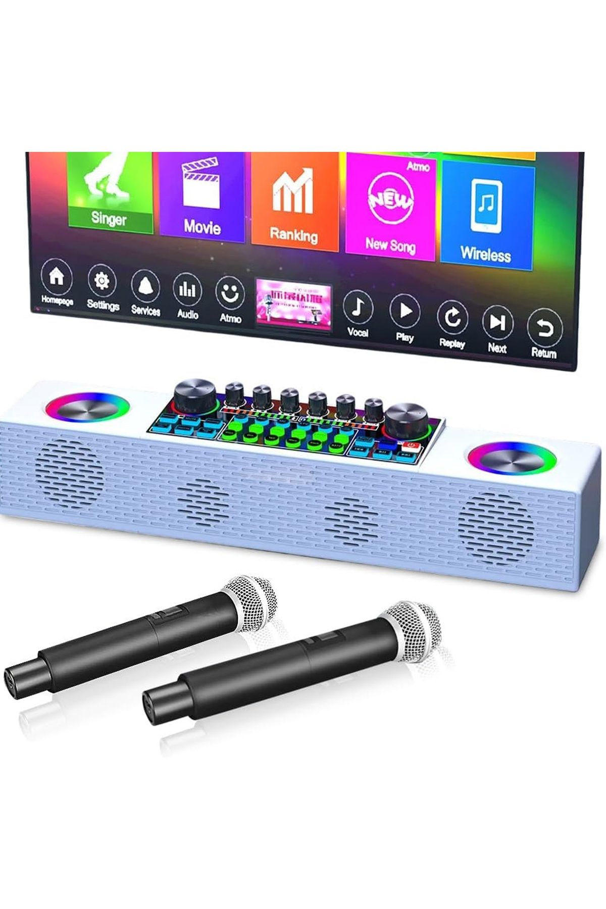 EXENAR Mini Dj Ses Mikseri Canlı Yayın Ses Kartı Controller Dj Setup Başlangıç Karaoke Çift Mikrofon