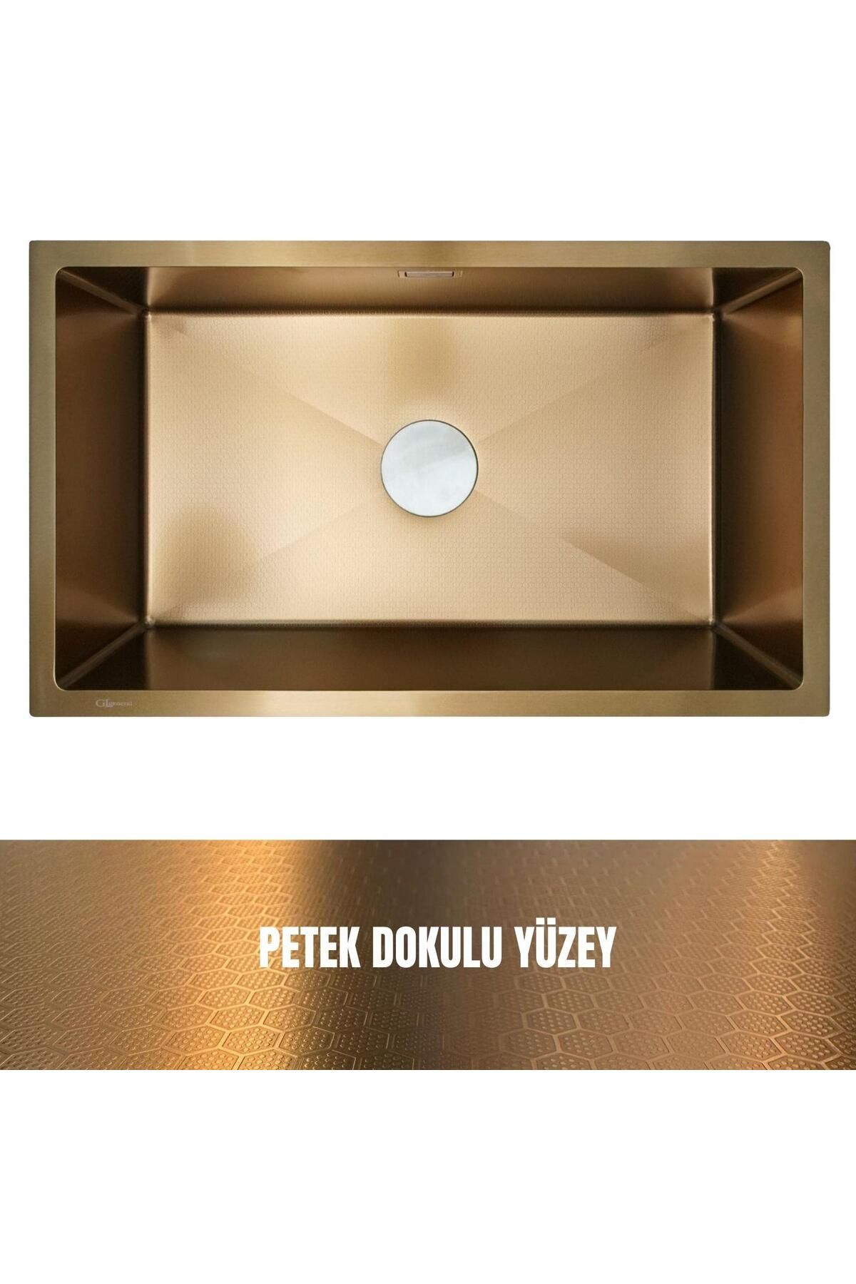 GL GENERAL 70X40 Gold Petek Dokulu Çelik Mutfak Eviyesi 304 Paslanmaz Çelik 1mm