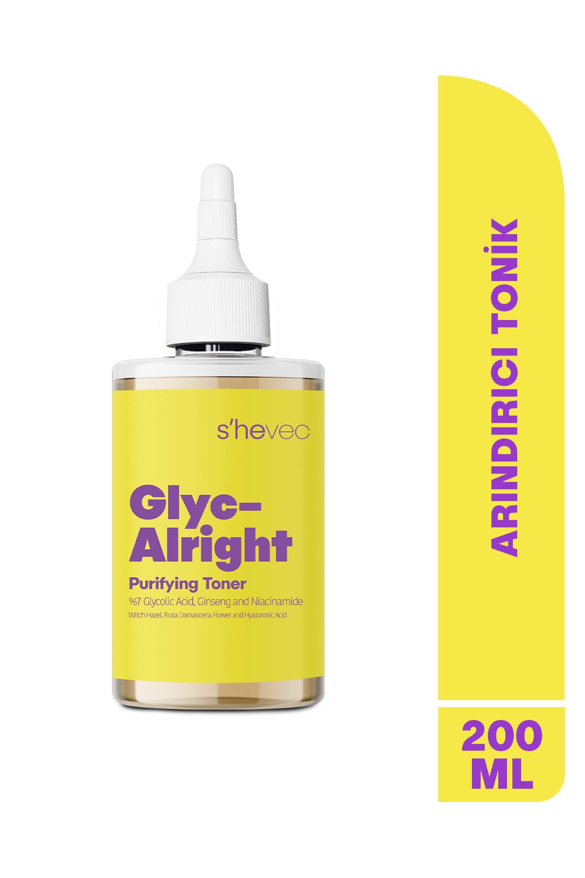SHE VEC Glyc Alrıght – Gözenek Sıkılaştırıcı Leke Karşıtı Tonik | Arındırıcı Vegan Tonik (200 ML)