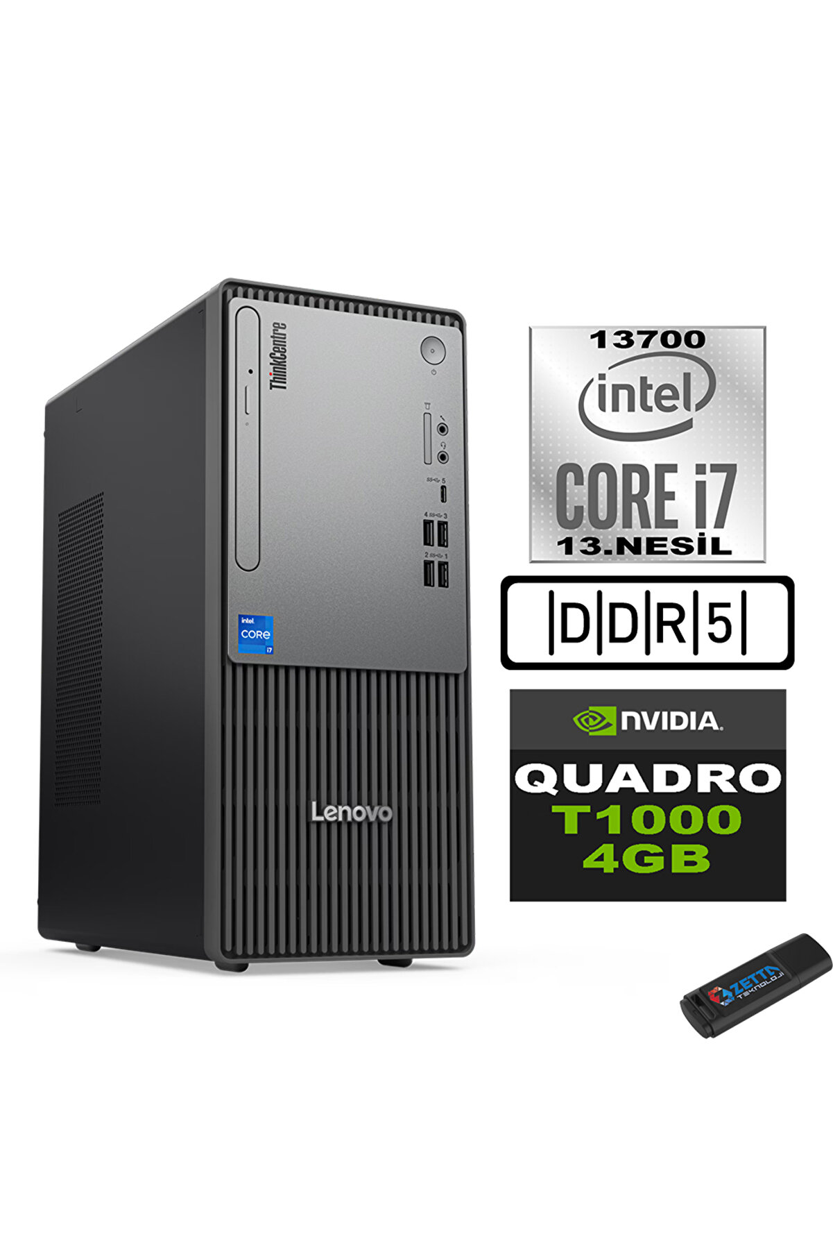 Thinkcentre Neo 50T G5 I7 13700 16GB Ddr5 256GB SSD W11PRO T1000 100012UB000LTRW01200ZETTAFLASH