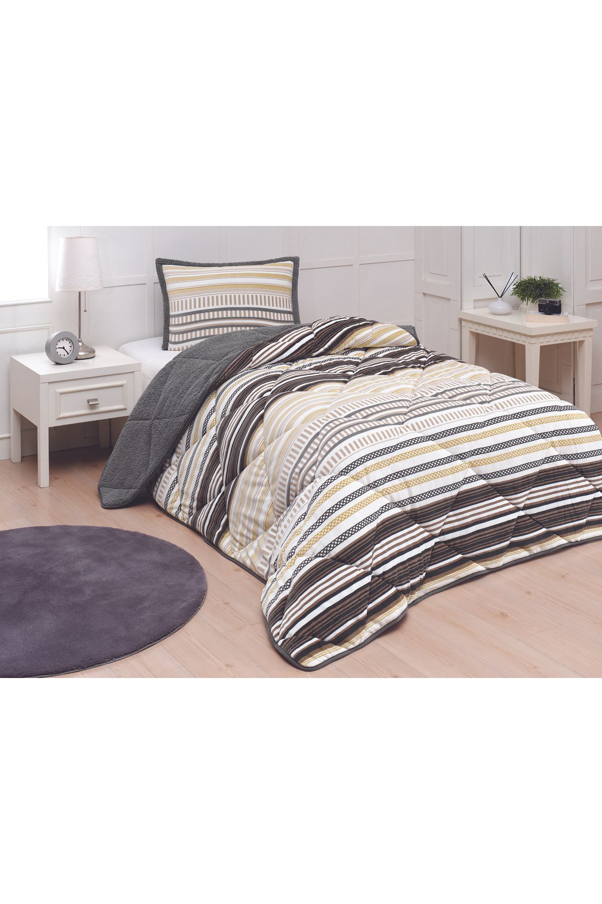 Merinos Comforter Yorgan Set Tek Kişilik Luca Sarı (İÇ ELYAFI KREM)