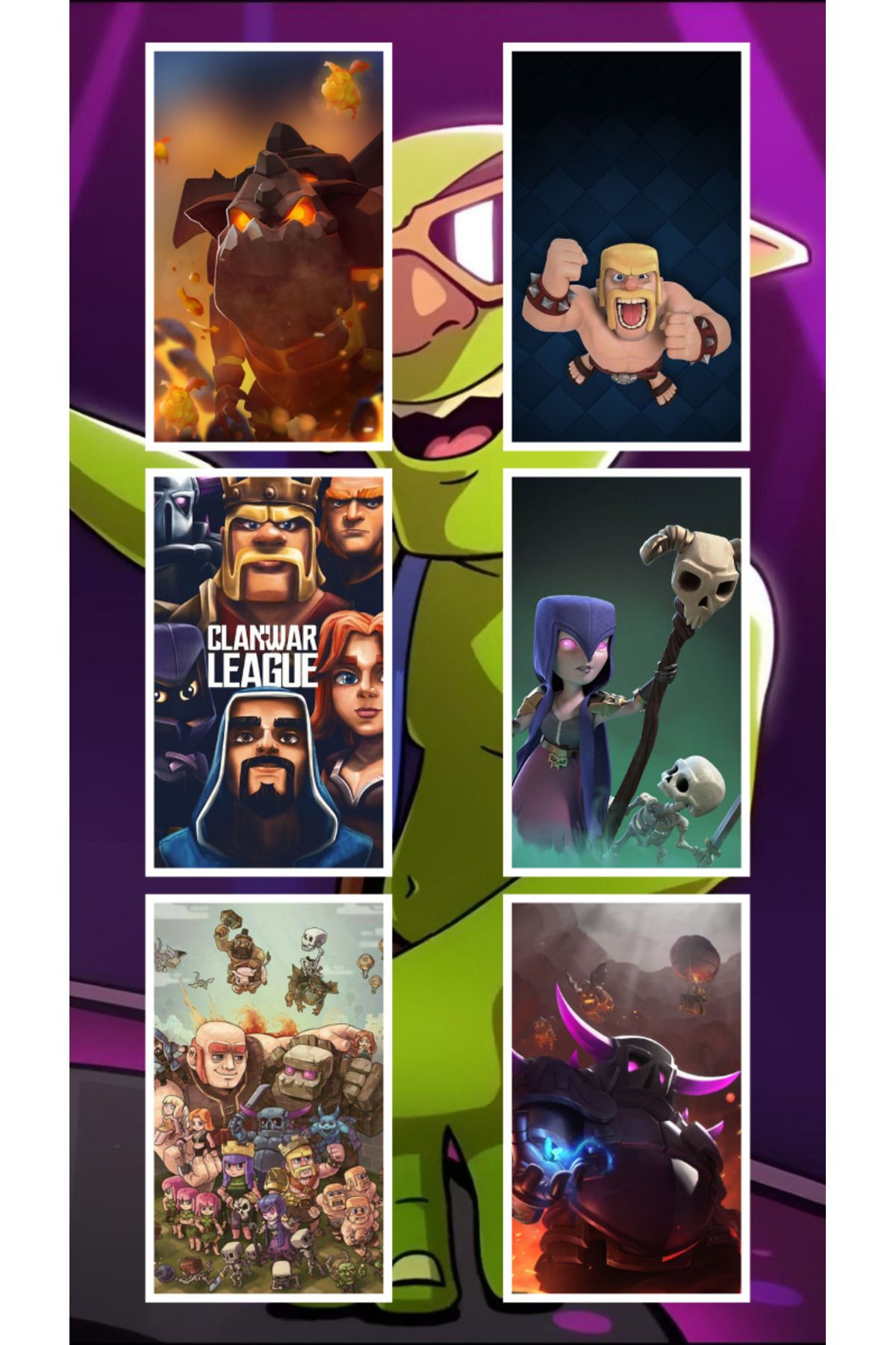 DERİND Clash Royale ve Clash of clans karakterleri PEKKA Goblin Dev Bombacı Cadı