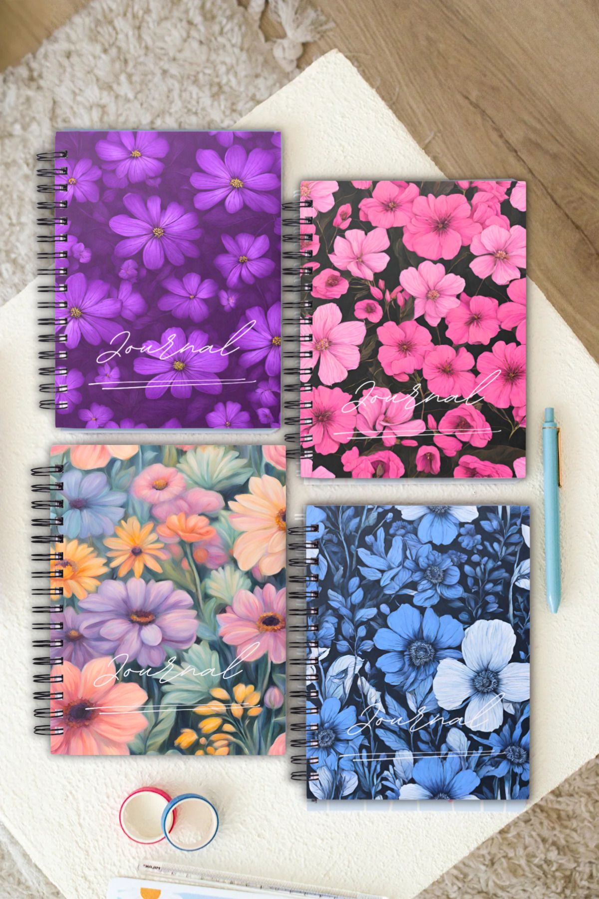 Craft Spiralli Defter | 4 Adet | Çizgisiz | A5 | Çelik Spiral | 90 Sayfa | 45 Yaprak -sert Karton Kapak