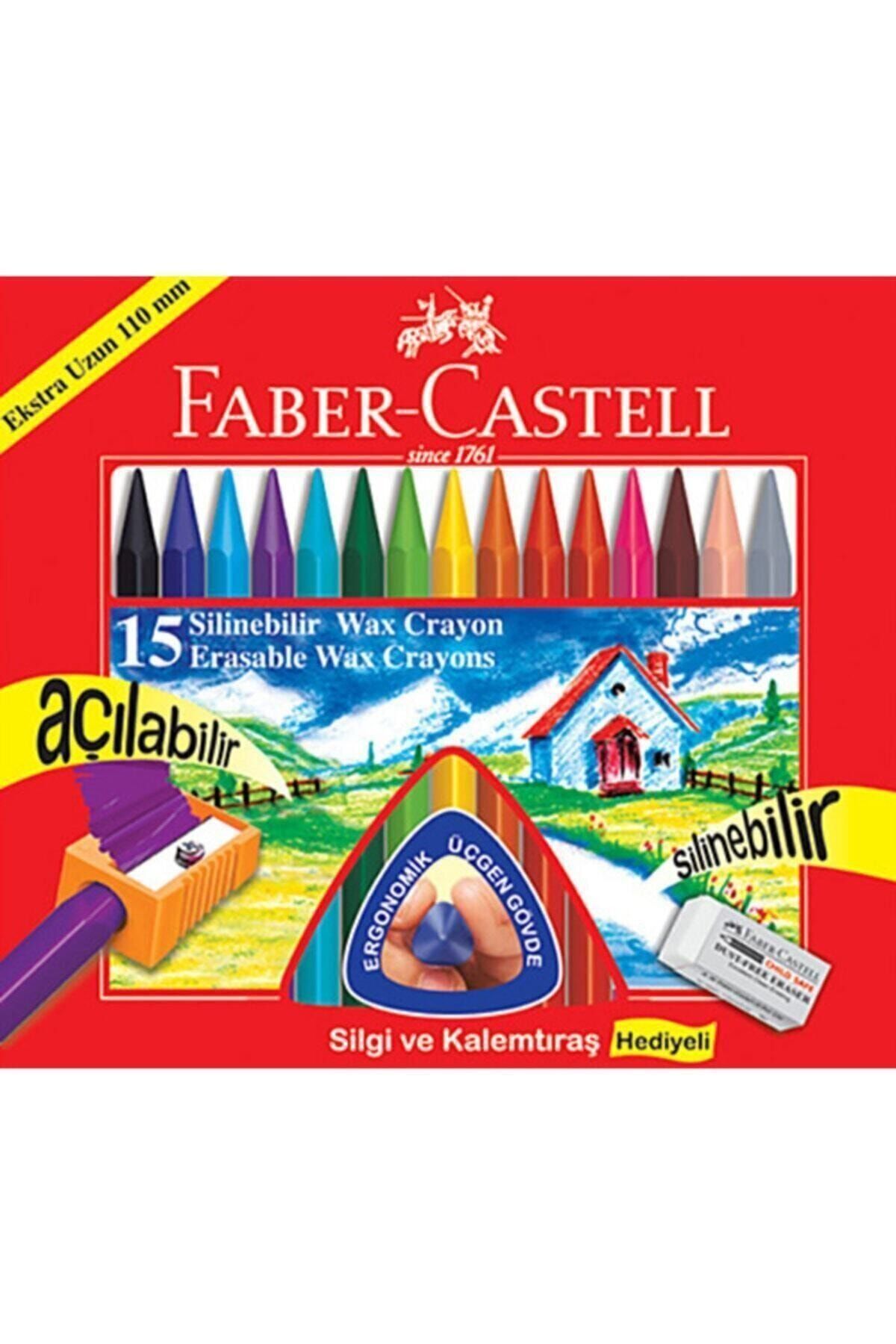 Faber Castell 122715 15 Renk Silinebilir Wax Crayon Pastel Mum B