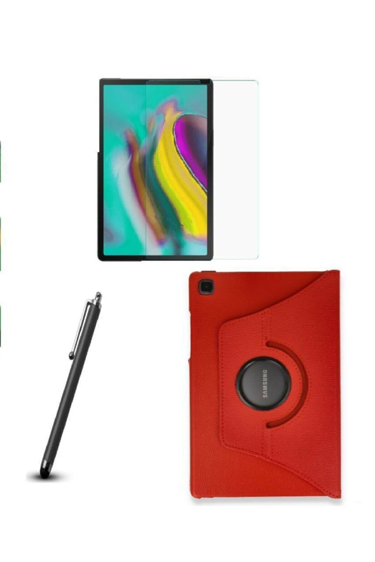 GoGoPlus Samsung Galaxy Tab A7 Uyumlu 10.4 T500 T505+kırılmaz Cam Kalem 360 Dönebilen Tablet Kılıfı Kırmızı