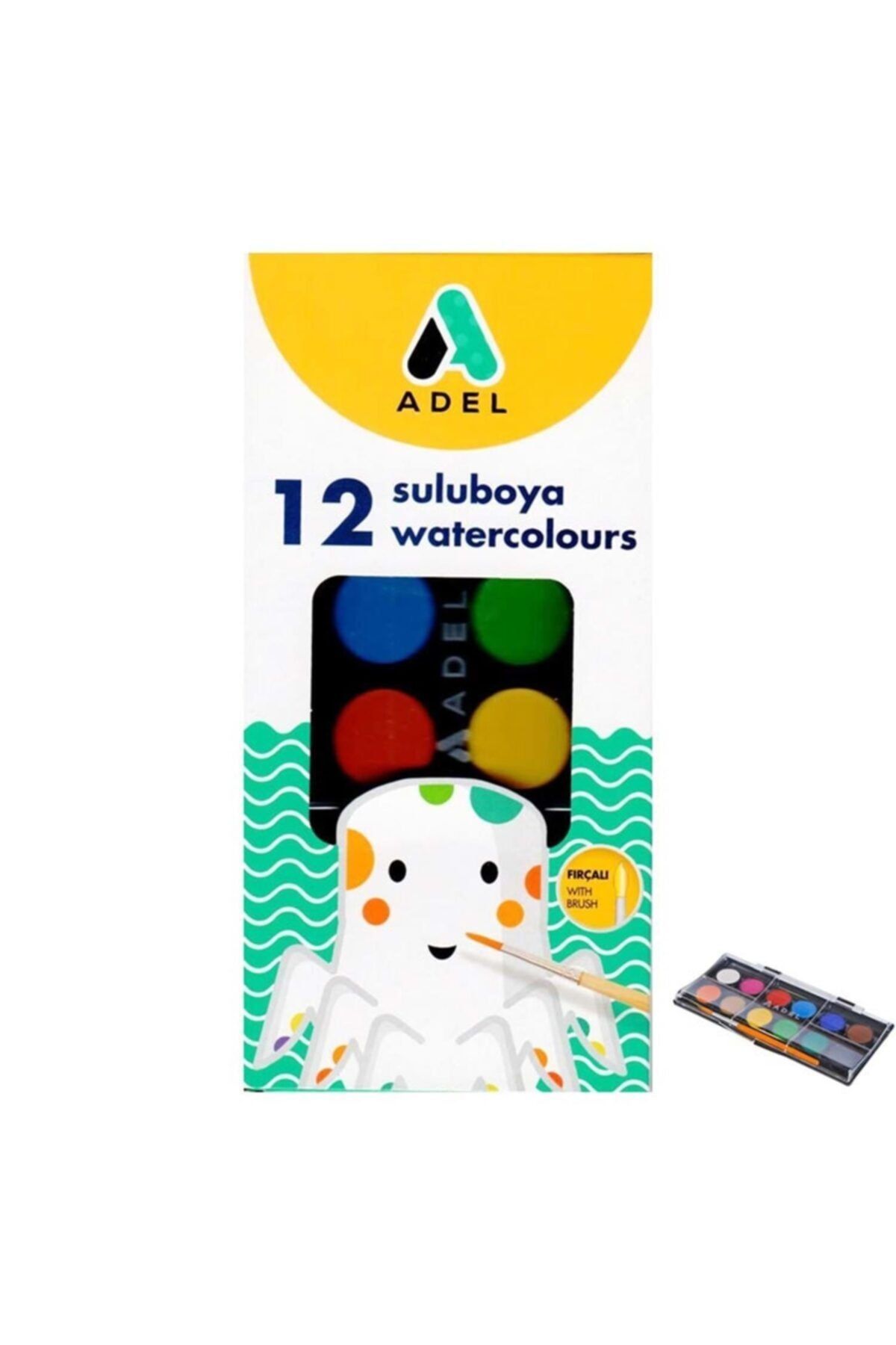 Adel Sulu Boya 12 Renk Orta Boy Sulu Boya 12 Renk Orta Boy Fırça Hediyeli