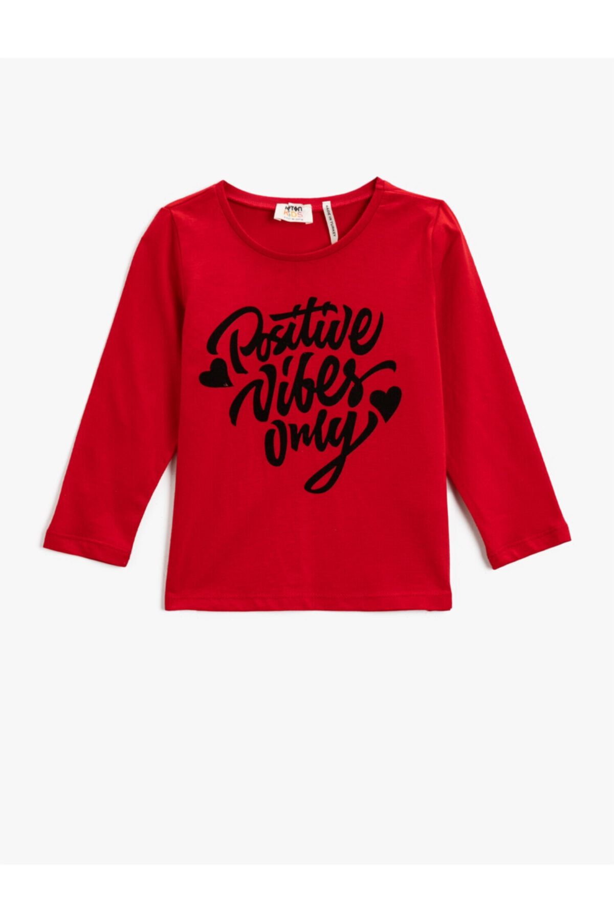 Koton Kız Çocuk Kırmızı Yazı Baskılı T-Shirt