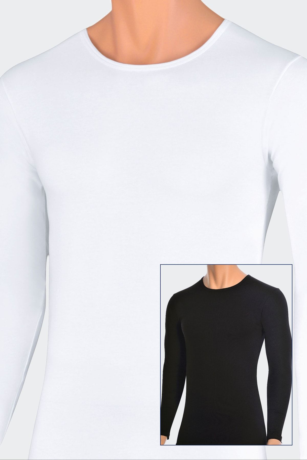 Öts Erkek Renkli 2'li Likralı Uzunkol T-shirt