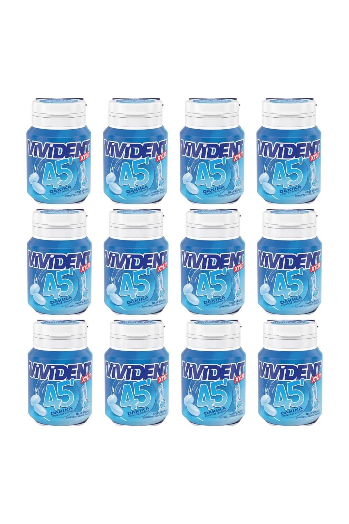 Vivident Xylıt 45 Dakika Nane Aromalı Şekersiz Tatlandırıcılı Draje Sakız 63 G X 12 Adet