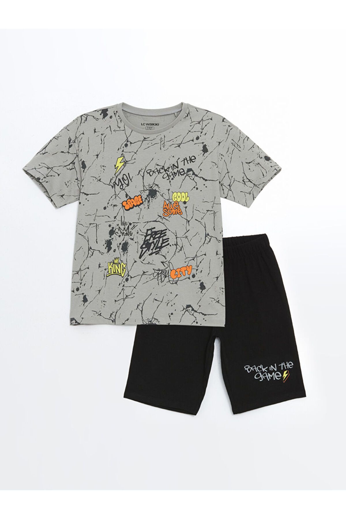 LC Waikiki LCW Kids Bisiklet Yaka Erkek Çocuk Şortlu Pijama Takımı