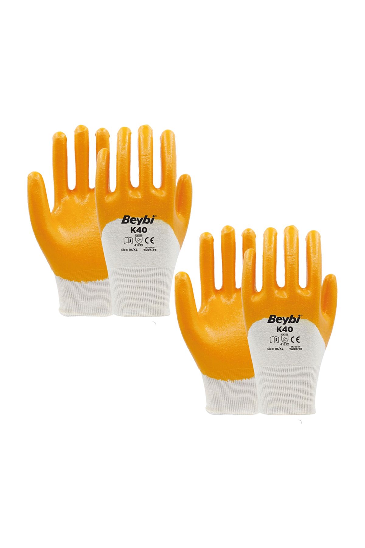 BEYBİ K40 Nitril Kaplı Pamuk ve Polyester Örgü Eldiven - 2 Çift